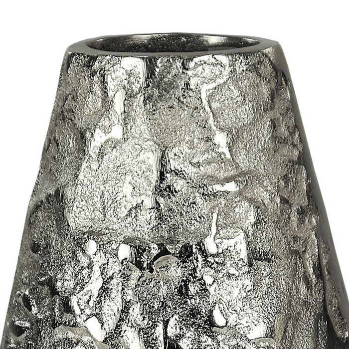 Metal vase with Textured Surface, Silver