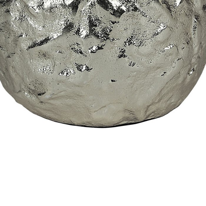 Metal vase with Textured Surface, Silver