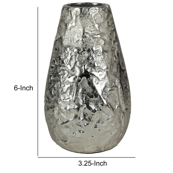 Metal vase with Textured Surface, Silver