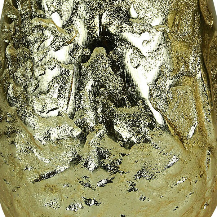 Metal vase with Textured Surface, Gold