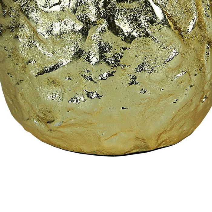 Metal vase with Textured Surface, Gold