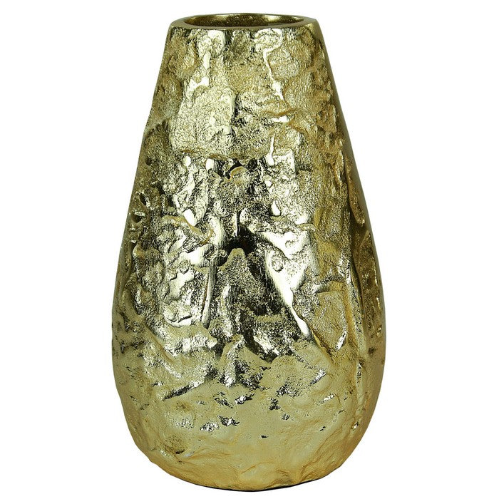 Metal vase with Textured Surface, Gold
