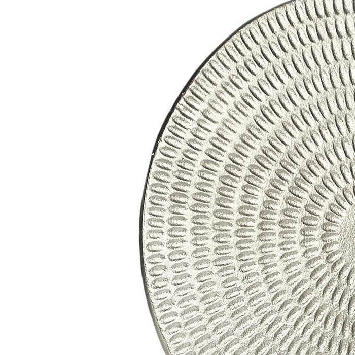 Metal Disc Table Decor with Textured Details, Silver