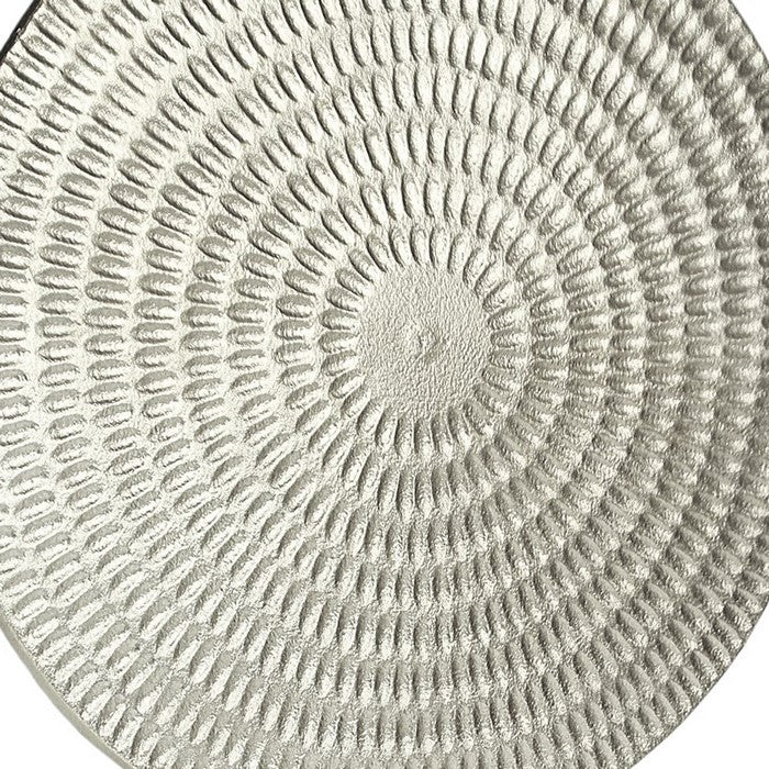 Metal Disc Table Decor with Textured Details, Silver