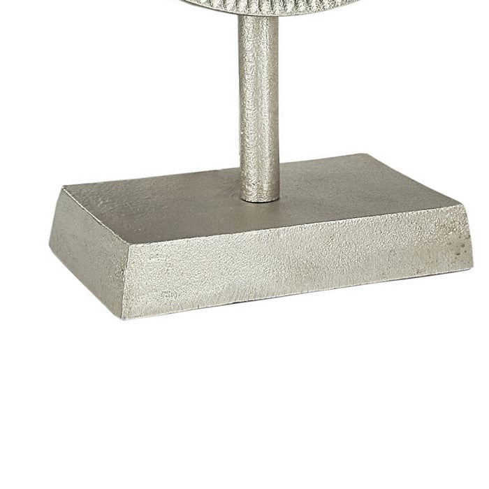 Metal Disc Table Decor with Textured Details, Silver