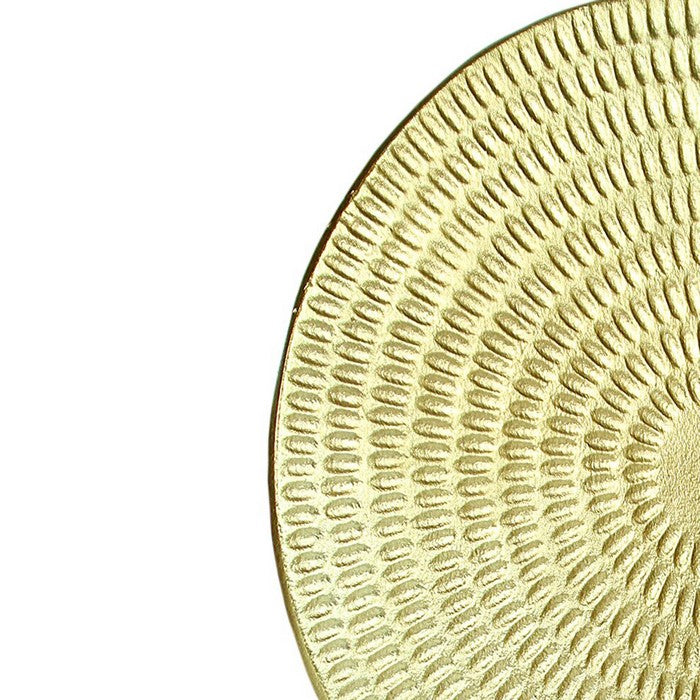 Metal Disc Table Decor with Textured Details, Gold