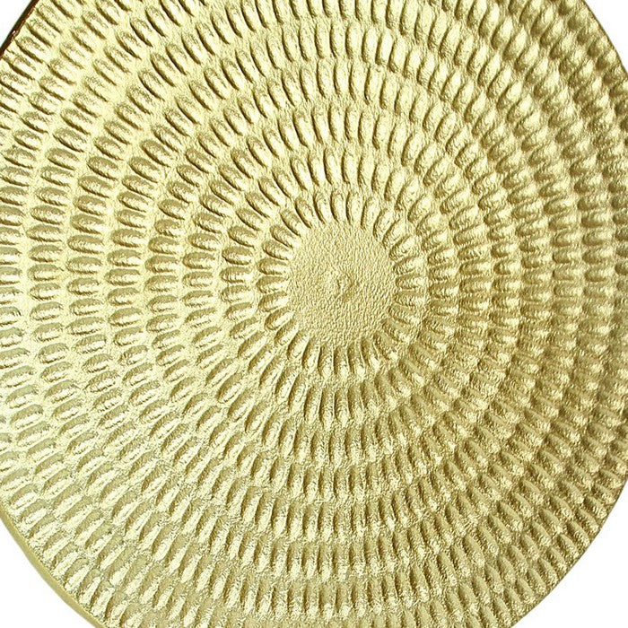 Metal Disc Table Decor with Textured Details, Gold
