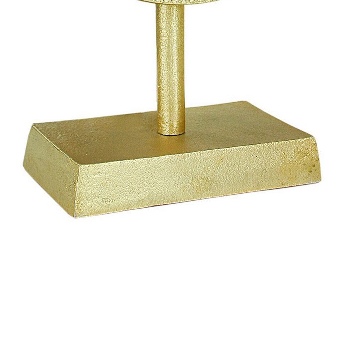 Metal Disc Table Decor with Textured Details, Gold