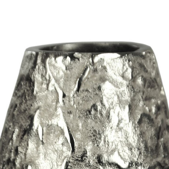 Metal vase with Textured Surface, Silver