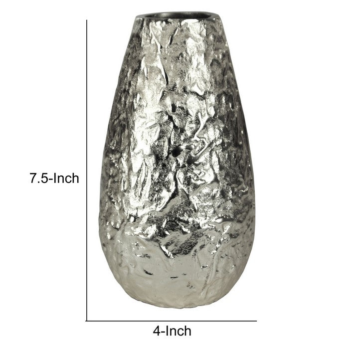 Metal vase with Textured Surface, Silver