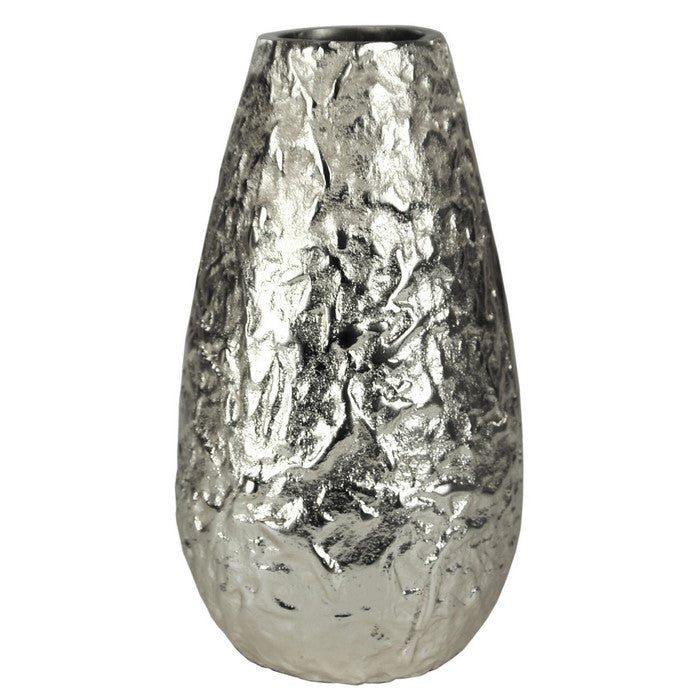 Metal vase with Textured Surface, Silver