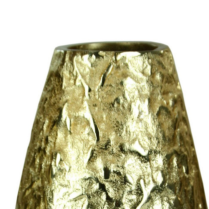 Metal vase with Textured Surface, Gold