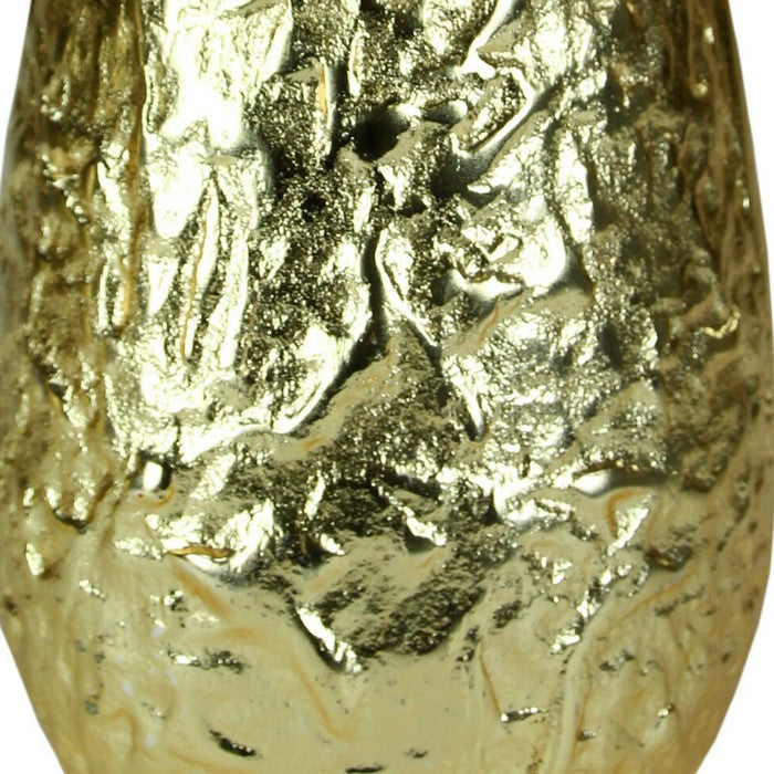 Metal vase with Textured Surface, Gold