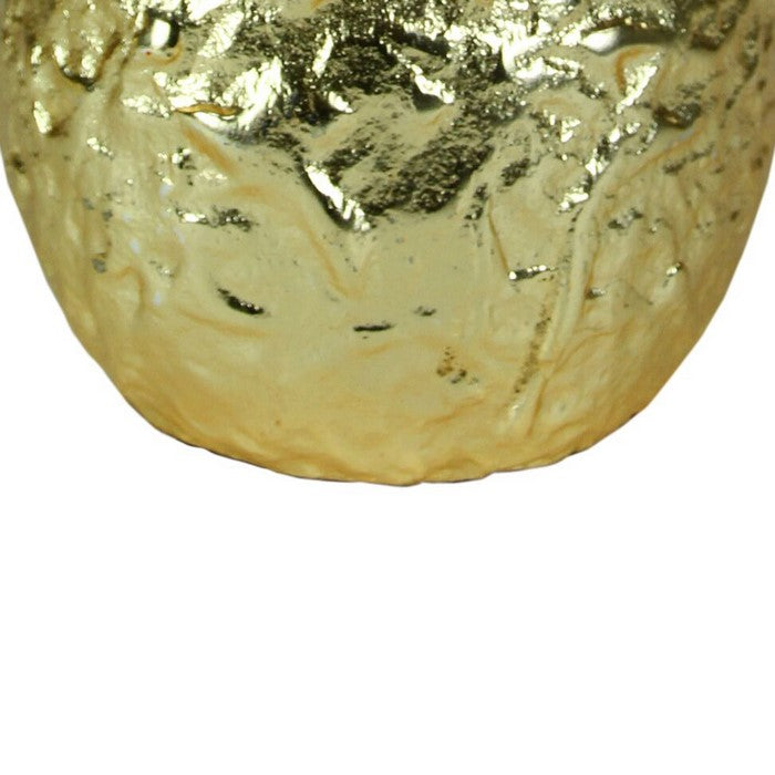 Metal vase with Textured Surface, Gold