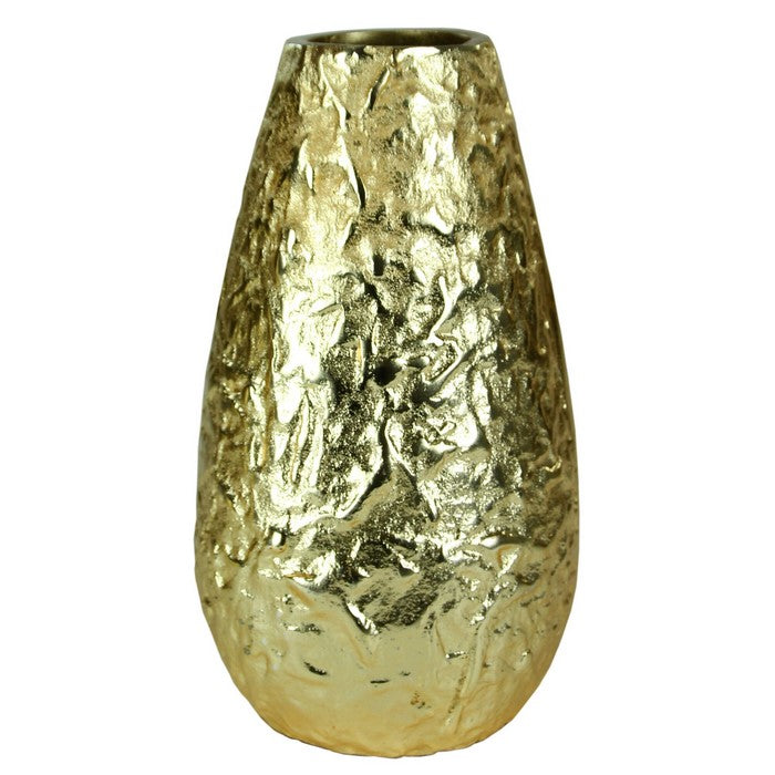 Metal vase with Textured Surface, Gold