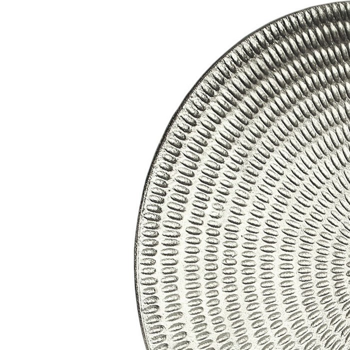 Metal Disc Table Decor with Textured Details, Silver