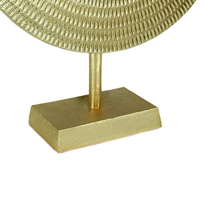 Metal Disc Table Decor with Textured Details, Gold