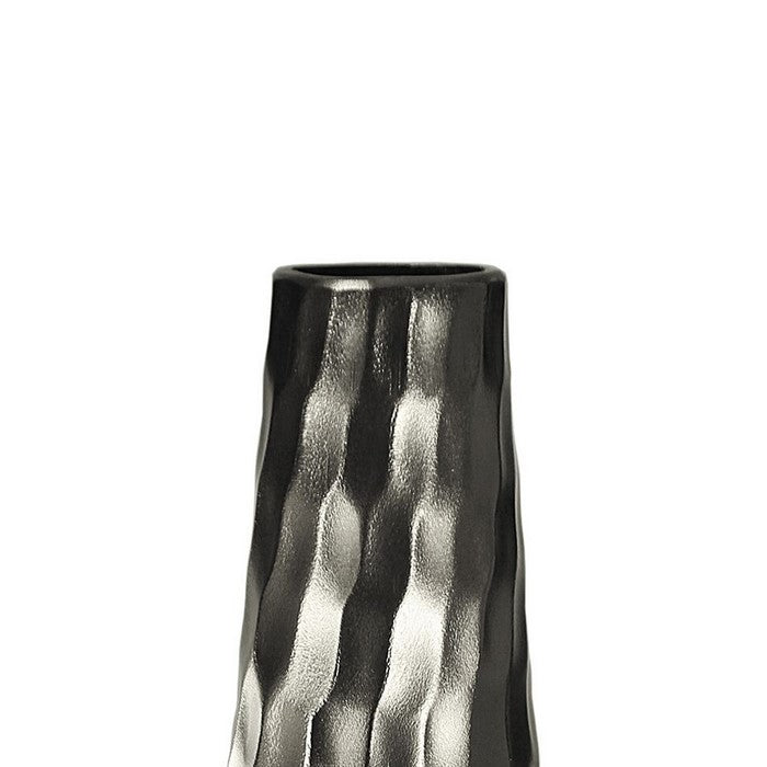 Metal vase with Hammered Textured Surface, Silver