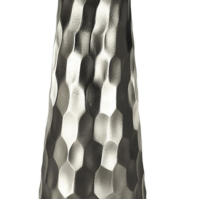 Metal vase with Hammered Textured Surface, Silver