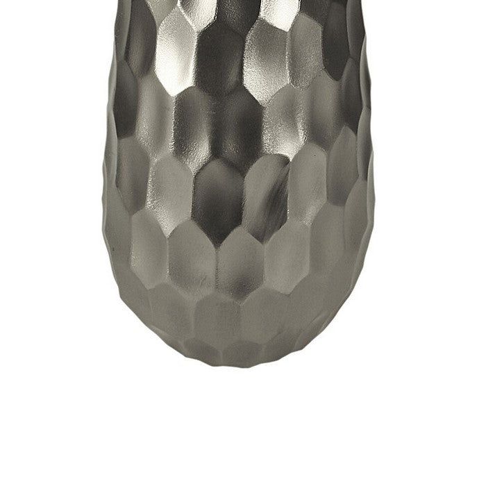 Metal vase with Hammered Textured Surface, Silver