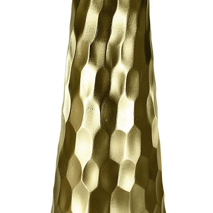 Metal vase with Hammered Textured Surface, Gold