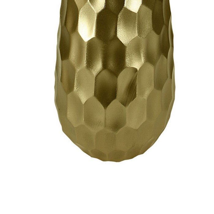 Metal vase with Hammered Textured Surface, Gold