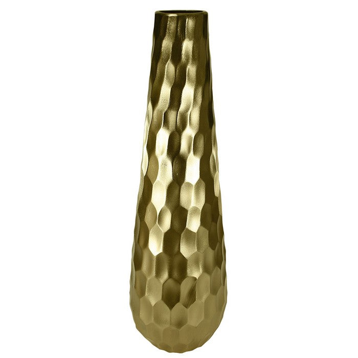 Metal vase with Hammered Textured Surface, Gold