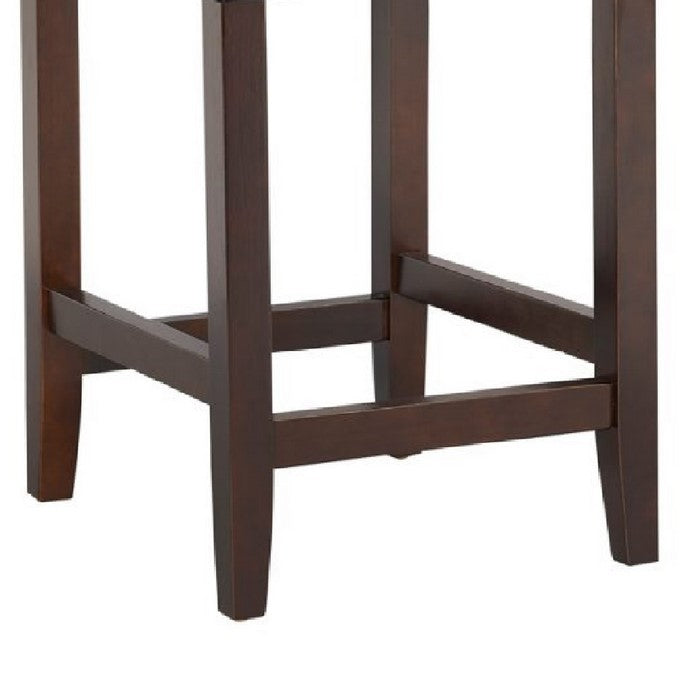 29 Inch Leatherette Barstool with Tufted Back, Set of 2, Brown and Black