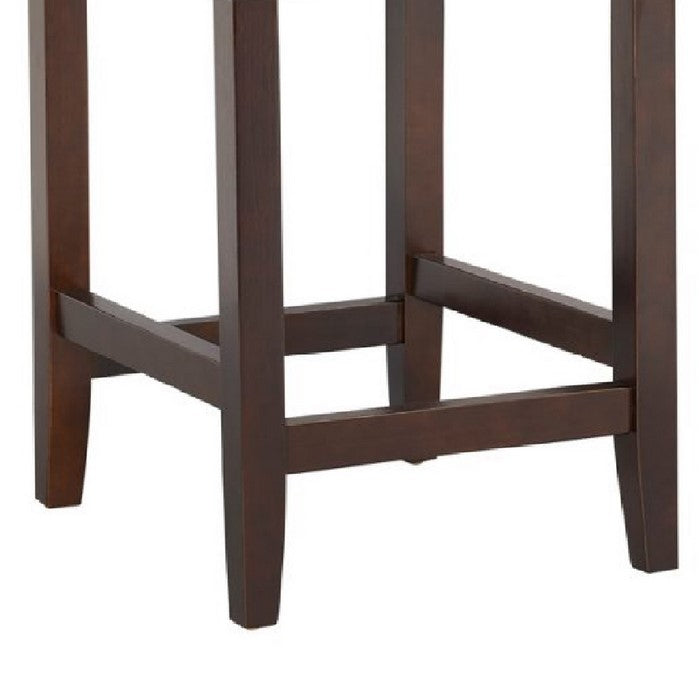29 Inch Leatherette Barstool with Tufted Back, Set of 2, Brown and Black