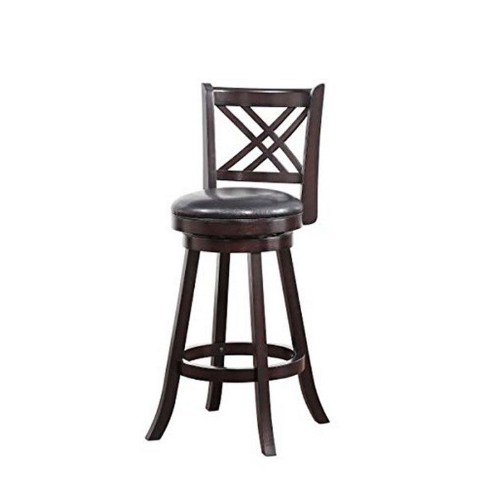 Double X Backrest Leatherette Swivel Bar Stool, Set of 2, Black and Brown