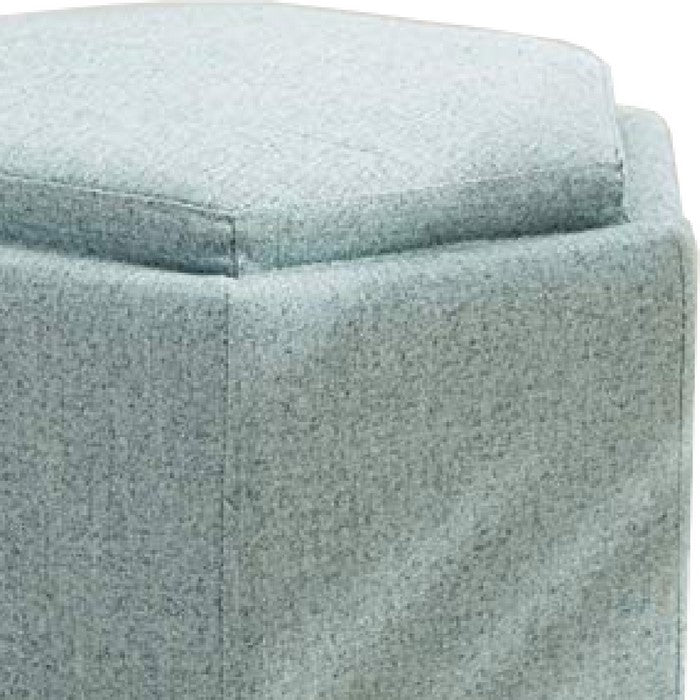 Hexagonal Fabric Upholstered Wooden Frame Storage Ottoman, Green