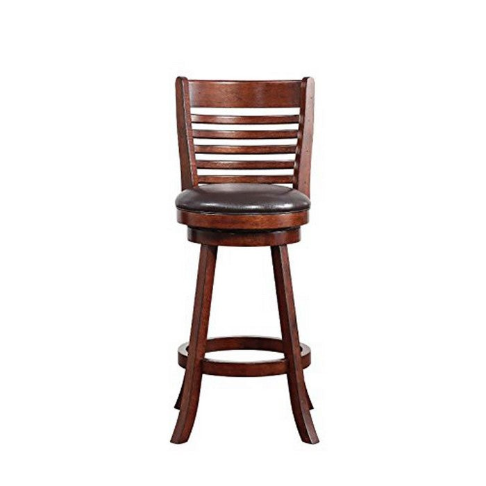 Swivel Bar Stool with Leatherette Seating and Ladder Back, Set of 2, Brown