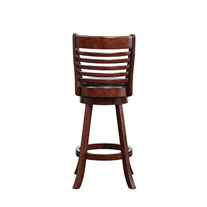 Swivel Bar Stool with Leatherette Seating and Ladder Back, Set of 2, Brown
