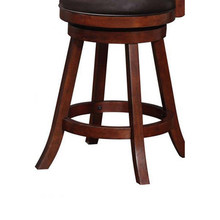 24 Inch Leatherette Round Seat Swivel Counter Stool, Set of 2, Brown