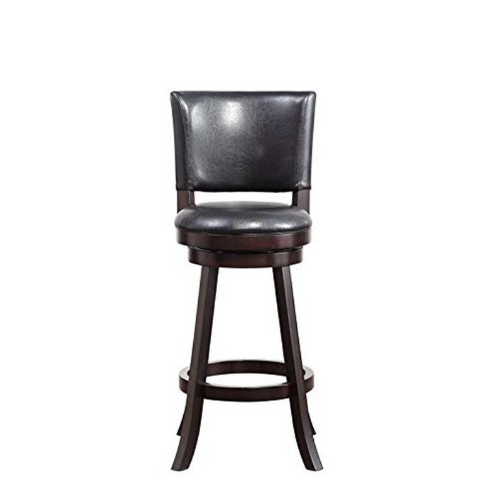 29 Inch Leatherette Round Seat Swivel Bar Stool, Set of 2, Brown