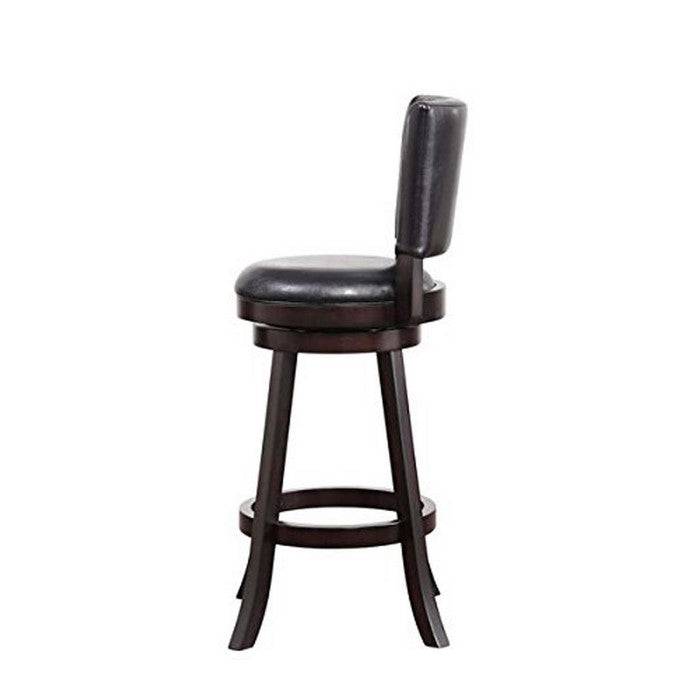 29 Inch Leatherette Round Seat Swivel Bar Stool, Set of 2, Brown