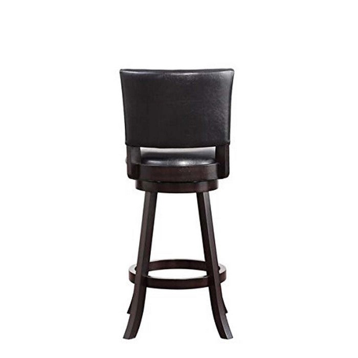 29 Inch Leatherette Round Seat Swivel Bar Stool, Set of 2, Brown