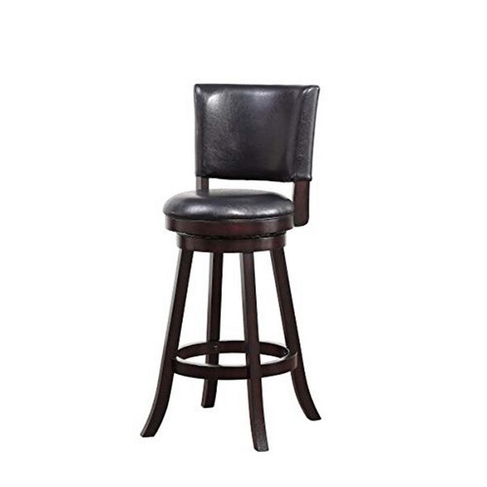 29 Inch Leatherette Round Seat Swivel Bar Stool, Set of 2, Brown