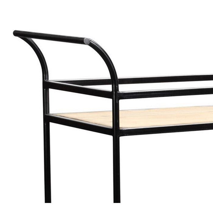 Wood and Metal Bar Cart with 1 Shelf and Casters Support, Brown and Black