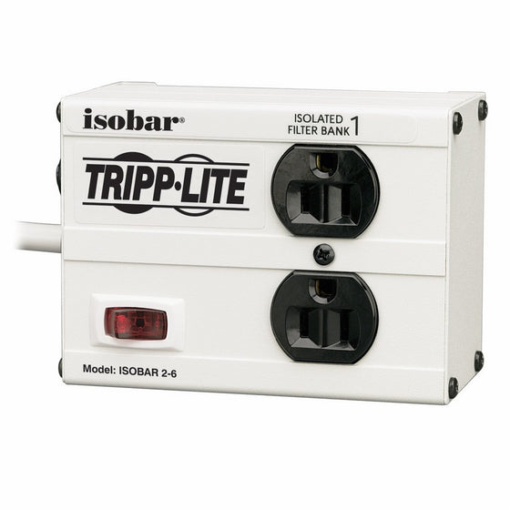 Tripp Lite Isobar 2 Outlet Surge Protector Power Strip, 6ft Cord, Right-Angle Plug, Metal, Lifetime Limited Warranty & $25,000 INSURANCE (ISOBAR2-6)