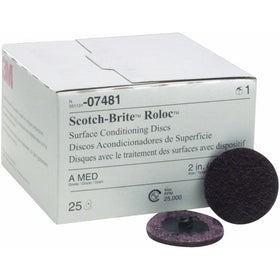 Scotch-Brite 07481 Roloc 2" x No Hole Aluminum Oxide Medium Grade Surface Conditioning Disc