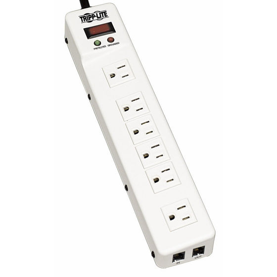 Tripp Lite 6 Right Angle Outlet Surge Protector Power Strip, 15ft Long Cord, Tel/Modem Protection, Metal, RJ11, $75,000 INSURANCE (TLM626TEL15)