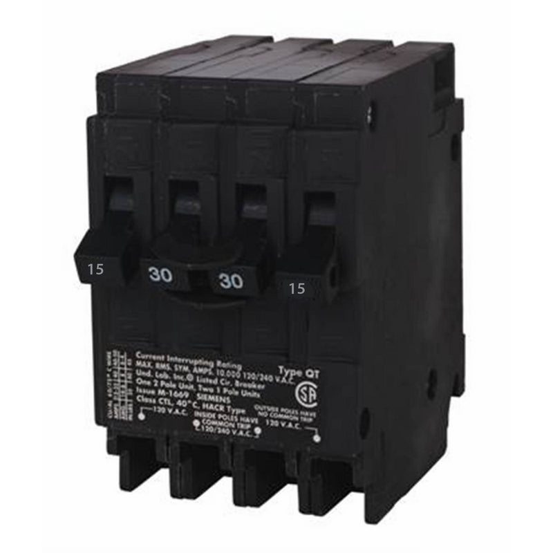 Siemens Q21530CT 30-Amp Double Pole Two 15-Amp Single Pole Circuit Breaker