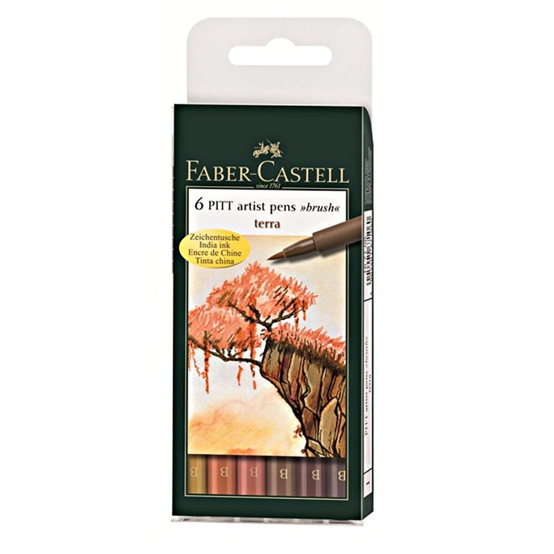 Faber-Castel FC167106 Box of 6 PITT Artist Terra Pens, India Ink, B Box