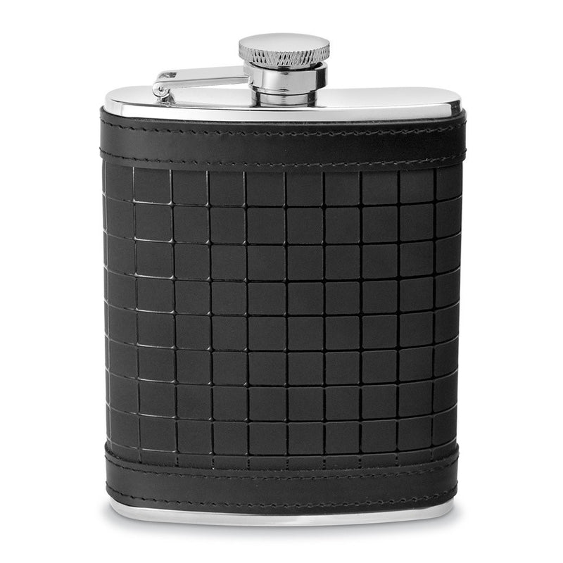Epic Products Black Leather Grid Flask, 6-Ounce