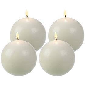 Biedermann Round-Shaped 3-Inch Diameter Ball Candles, White, Set of 4