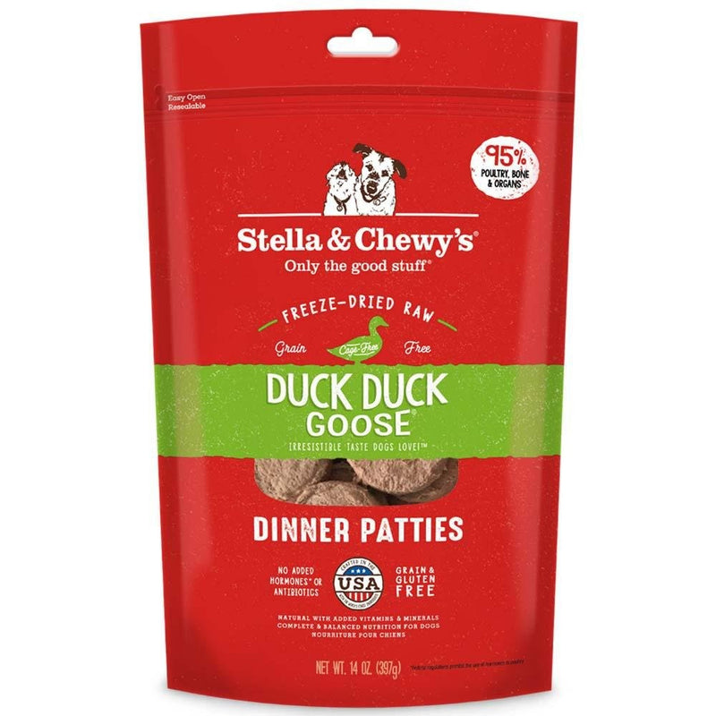 Stella & Chewy's Freeze-Dried Raw Duck Duck Goose Dinner Patties Dog Food, 14 oz. bag