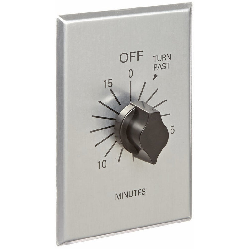 NSi Industries TORK C515M In-Wall Spring Wound 15-Minute Commercial Grade Mechanical Interval Timer Switch - for Fans, HVAC, Whirlpools, Motors and Pumps - Automatic Off- Metal Single-Gang Wall Plate Included