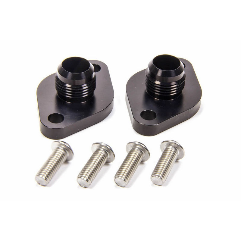 Meziere WP8012ANANS Black 12AN Water Pump Port Adapter for Big Block Chevy - Pack of 2