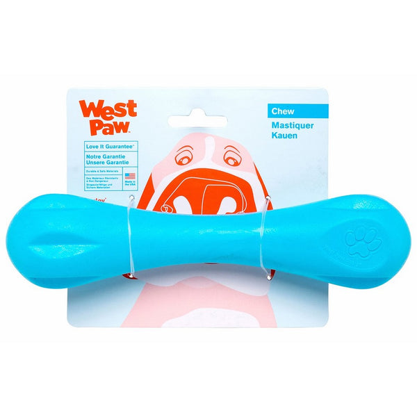 West Paw Zogoflex Hurley Durable Dog Bone Chew Toy for Aggressive Chewers, 100% Guaranteed Tough, It Floats!, Made in USA, Large, Aqua